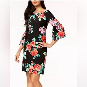 Jessica Howard Black Floral Long Sleeve Dress